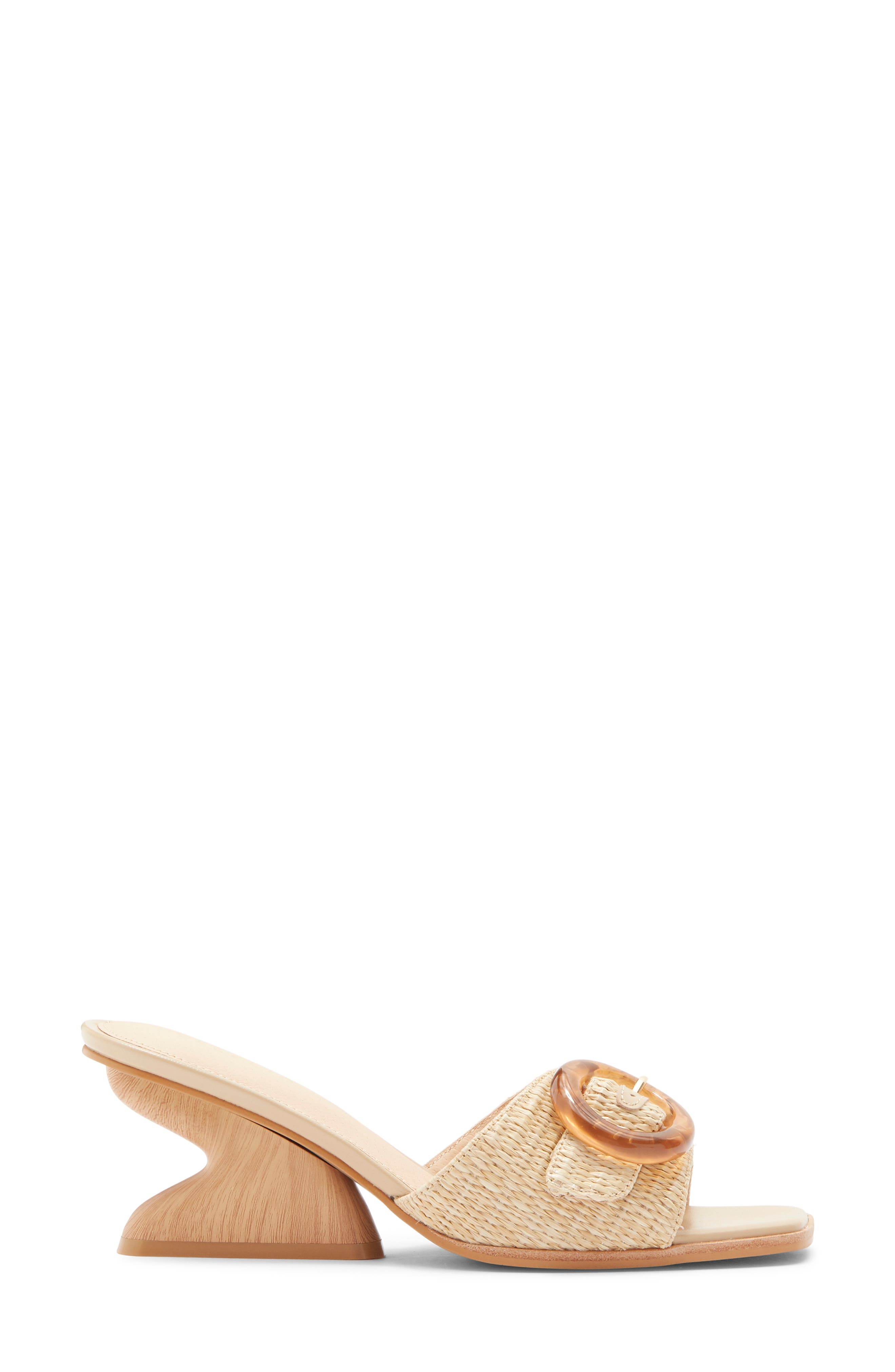 Cecelia New York Checker Buckle Raffia Wedge Slide Sandal, Alternate, color, Tea