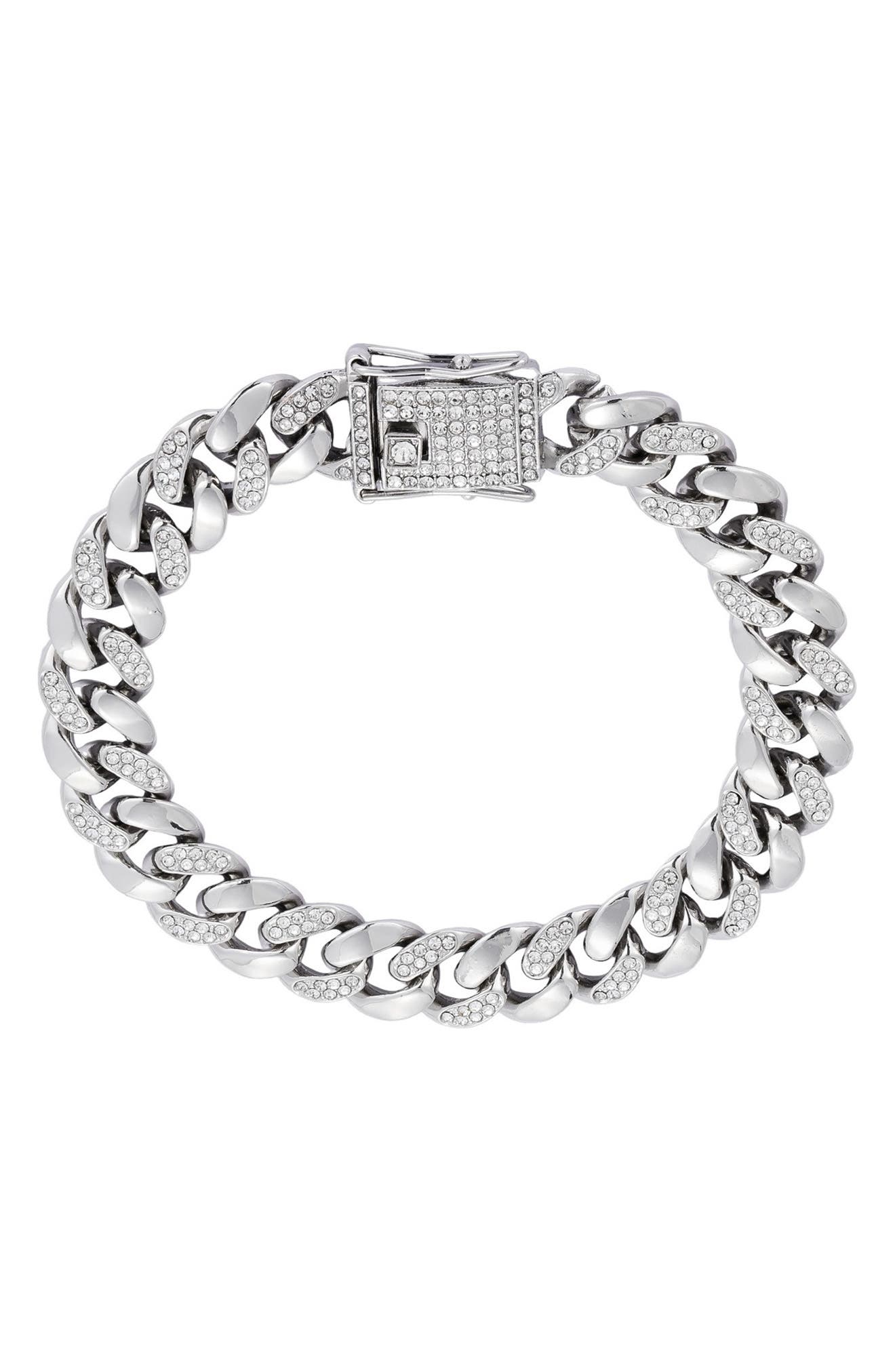 Men's Crystal Curb Chain Bracelet