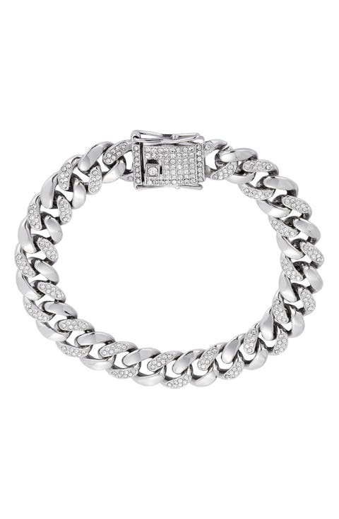 Men's Crystal Curb Chain Bracelet