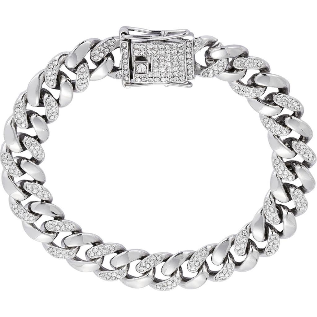 Adornia Crystal Curb Chain Bracelet In Silver