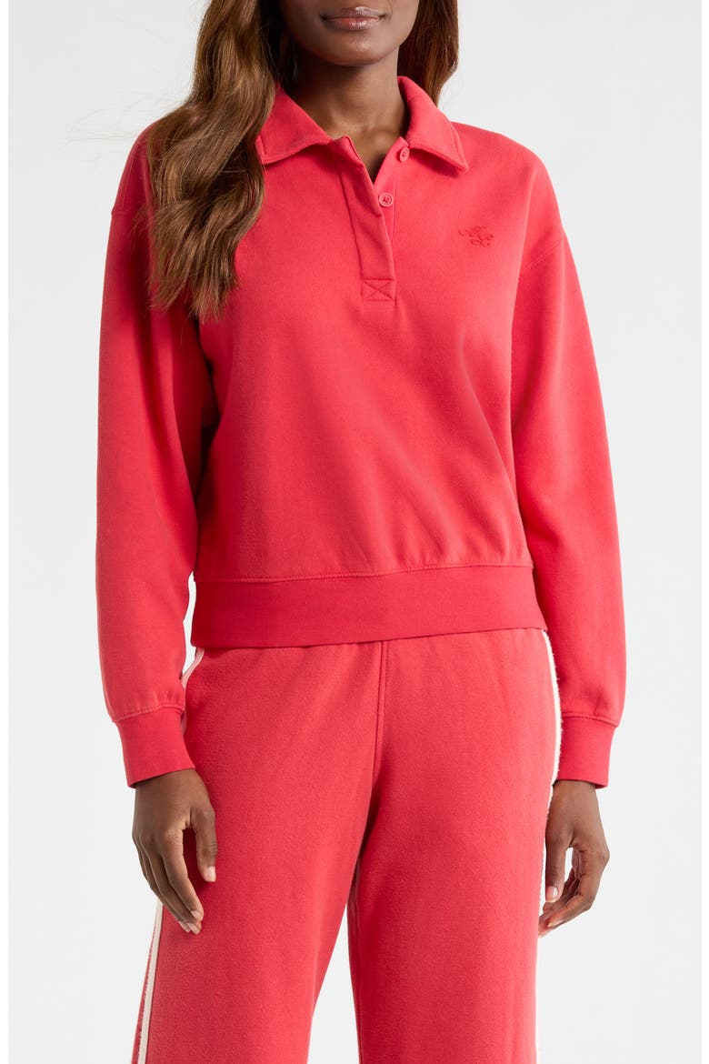 Cloud 9 Cotton Blend Fleece Polo Sweatshirt, Main, color, WASHED RED