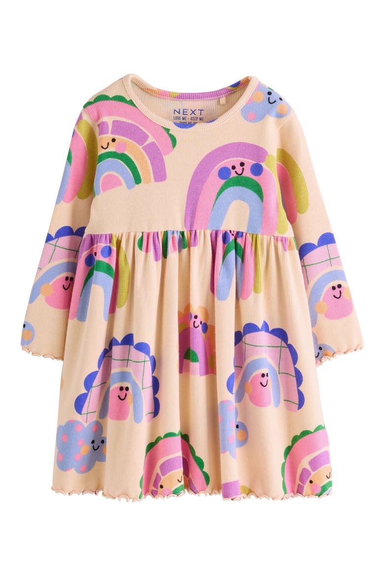 Kids' Rainbow Long Sleeve Rib Dress, Main, color, MULTI