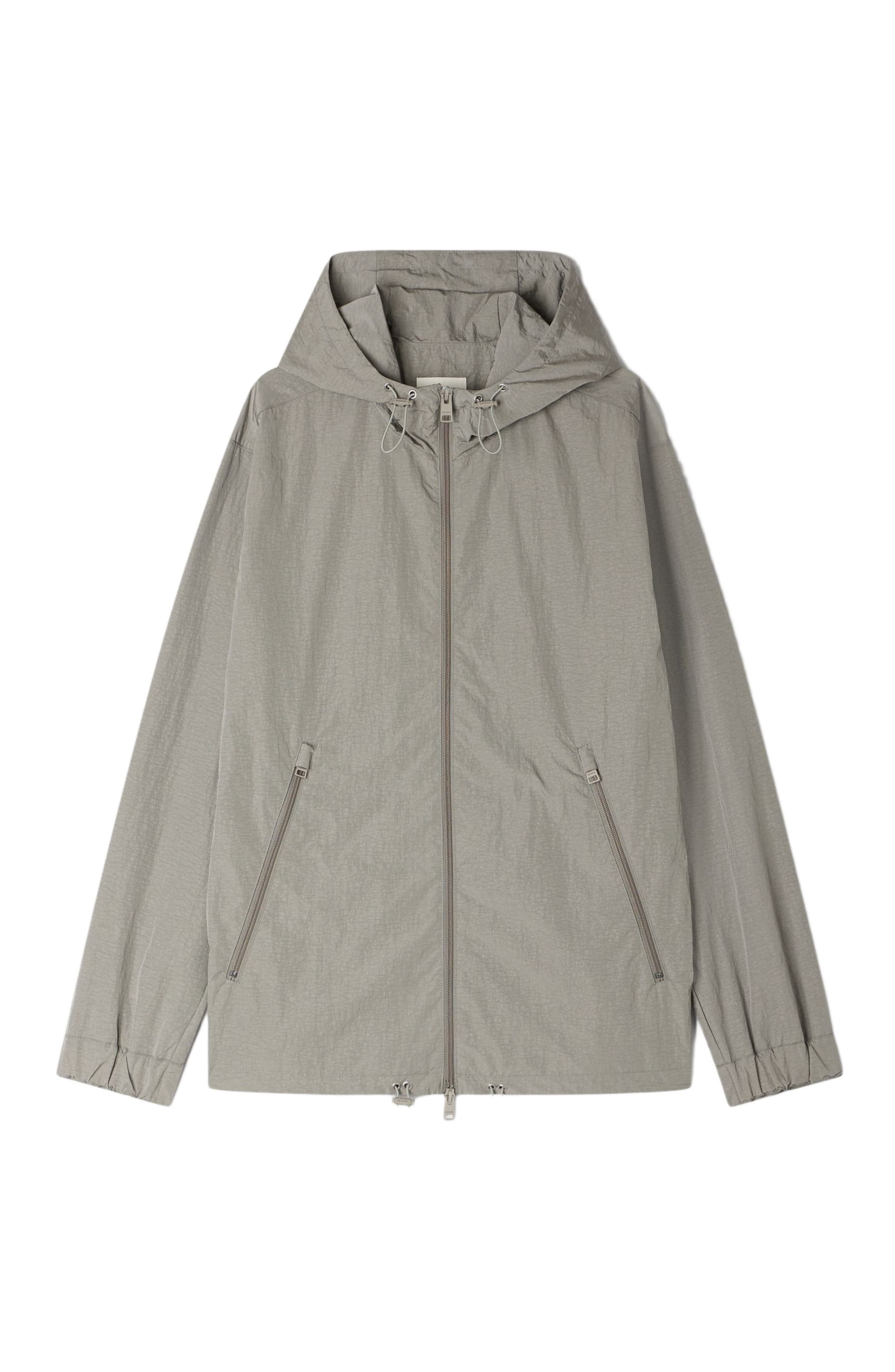 Technical hooded zip-up jacket