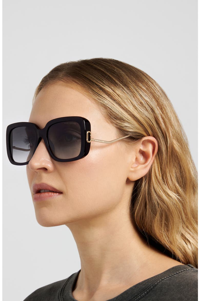 57mm Gradient Square Sunglasses, Alternate, color, BLACK/ DARK GREY SF