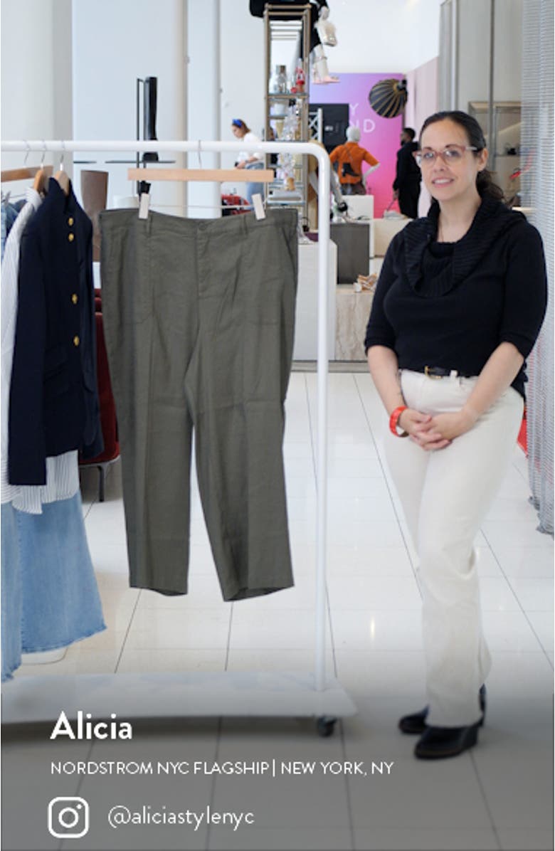 Utility Wide Leg Capri Linen Blend Pants, sales video thumbnail