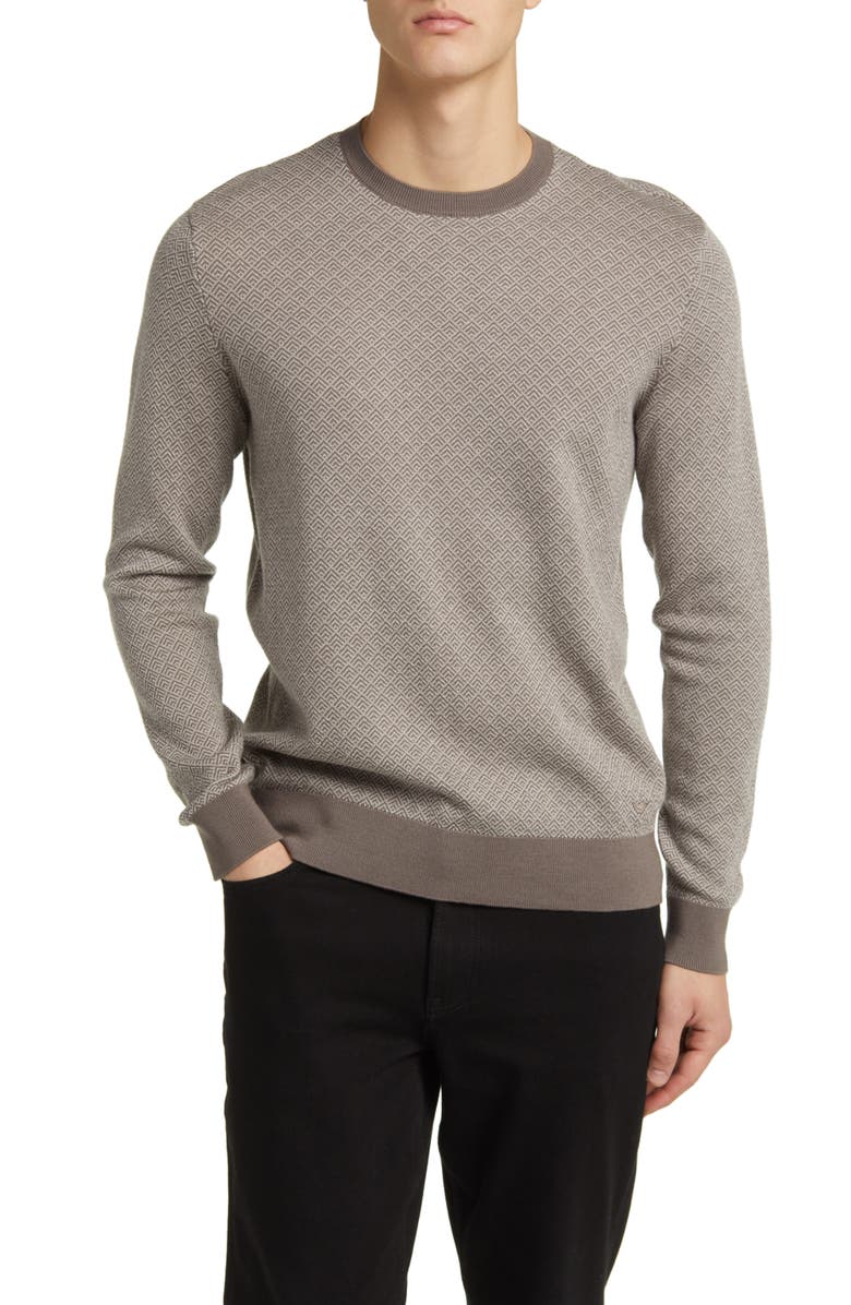 Emporio Armani Geometric Jacquard Virgin Wool Sweater, Main, color,
