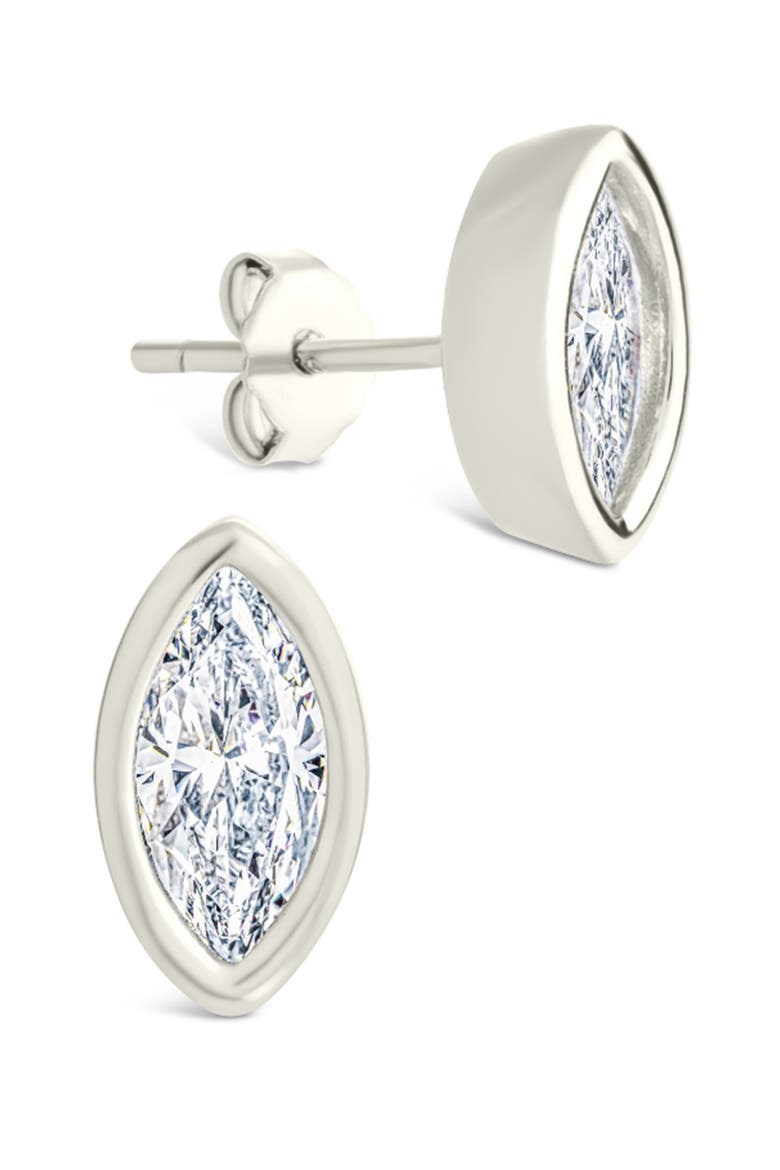 Marquise-Cut Cubic Zirconia Stud Earrings, Main, color, SILVER