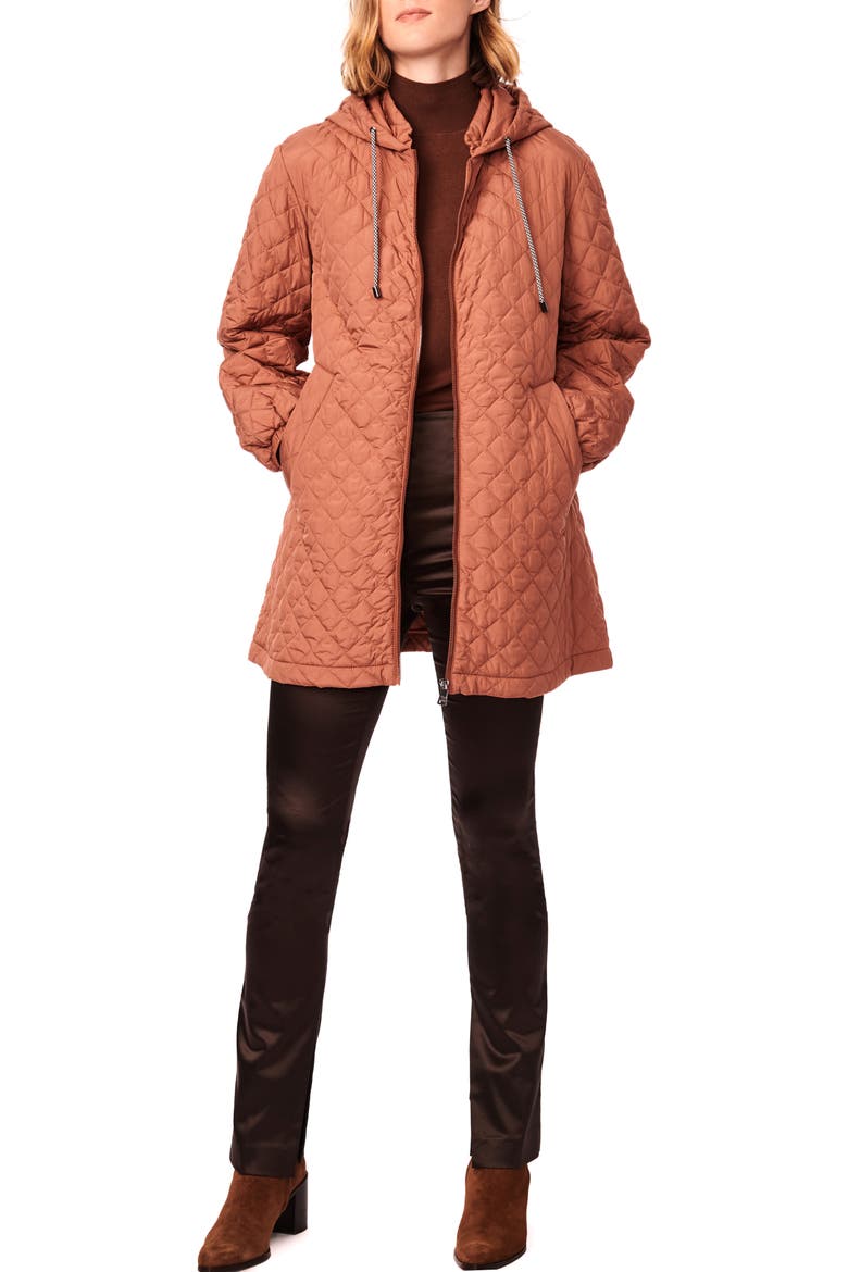 Diamond Quilted Hooded Jacket, Alternate, color, CORK