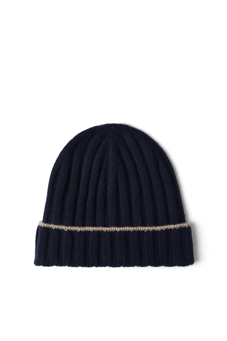 Cashmere rib knit beanie, Main, color, Navy Blue