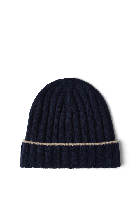 Cashmere rib knit beanie