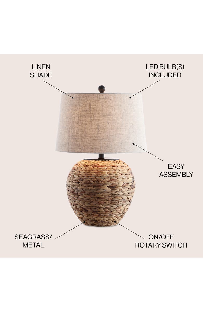 JONATHAN Y Alaro Farmhouse Coastal Water Hyacinth Basket LED Table Lamp, Alternate, color, Natural