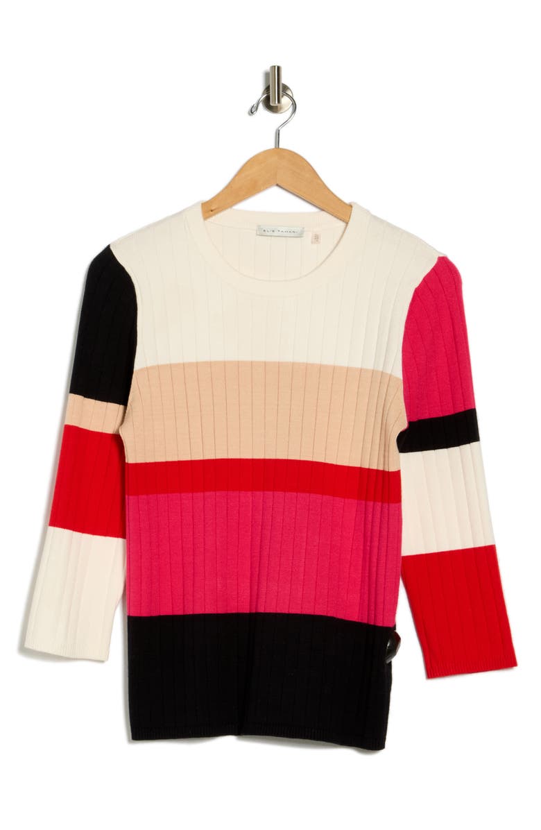 Elie Tahari The Remy Colorblock Sweater, Alternate, color, Beige Colorblock