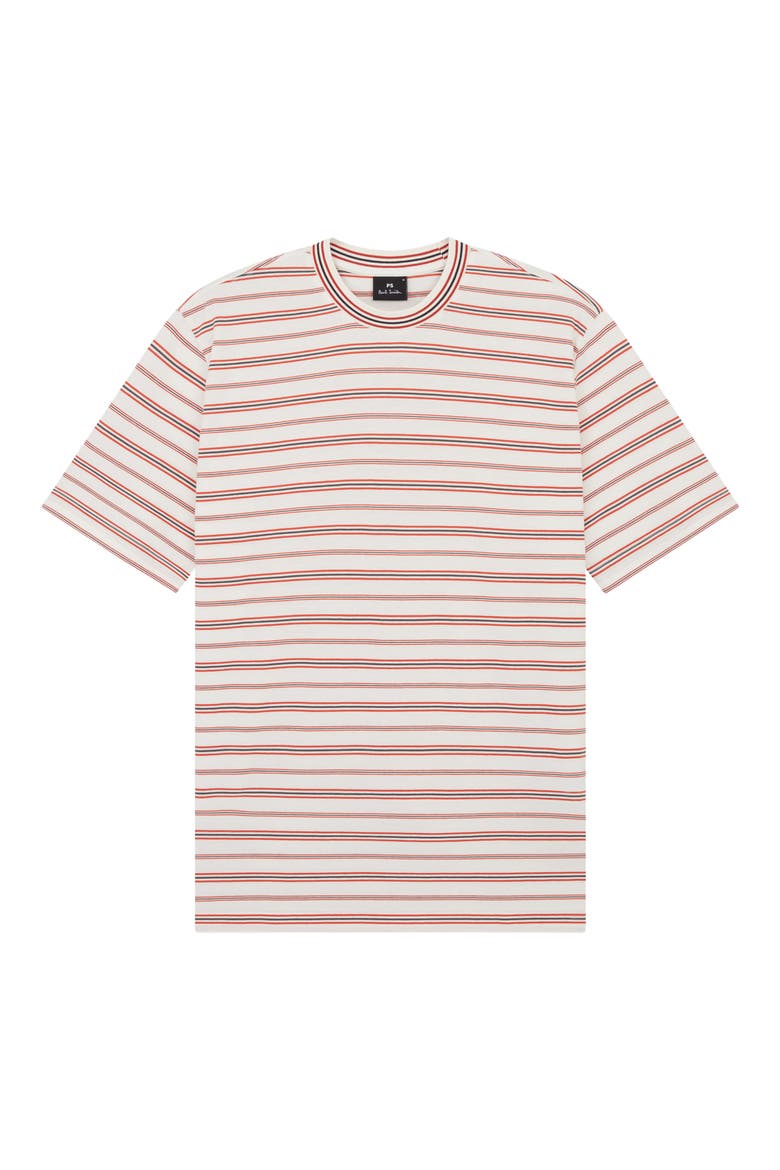 Casual Fit Stripe Organic Cotton T-Shirt, Main, color, OFF WHITE