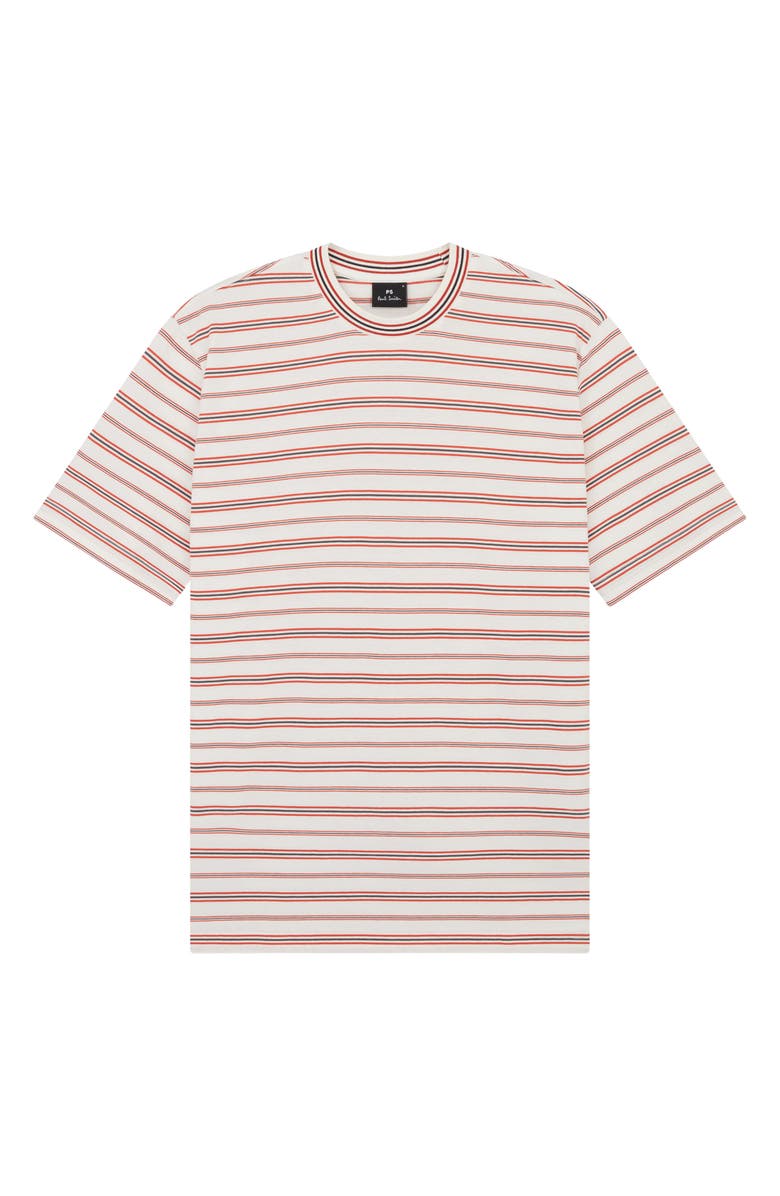 PS Paul Smith Casual Fit Stripe Organic Cotton T-Shirt, Main, color, Off White