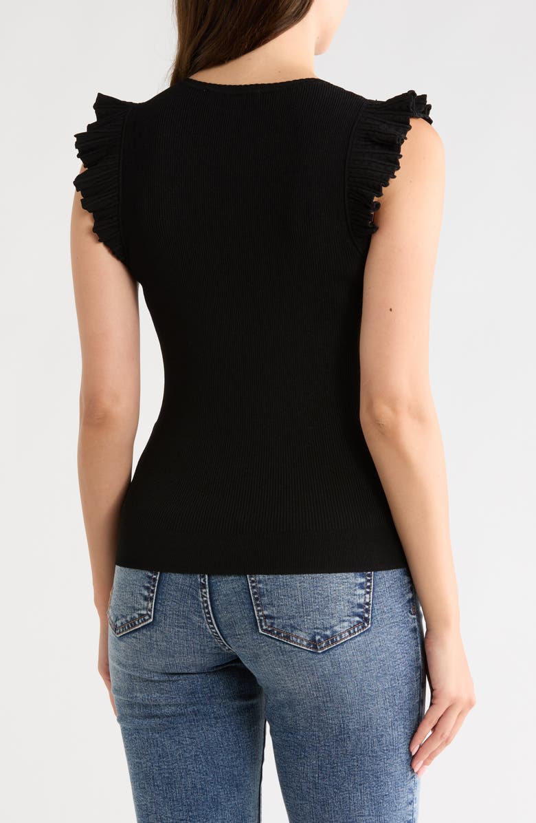 Joie Sleeveless Scalloped Flutter Sleeve Top, Alternate, color, Black