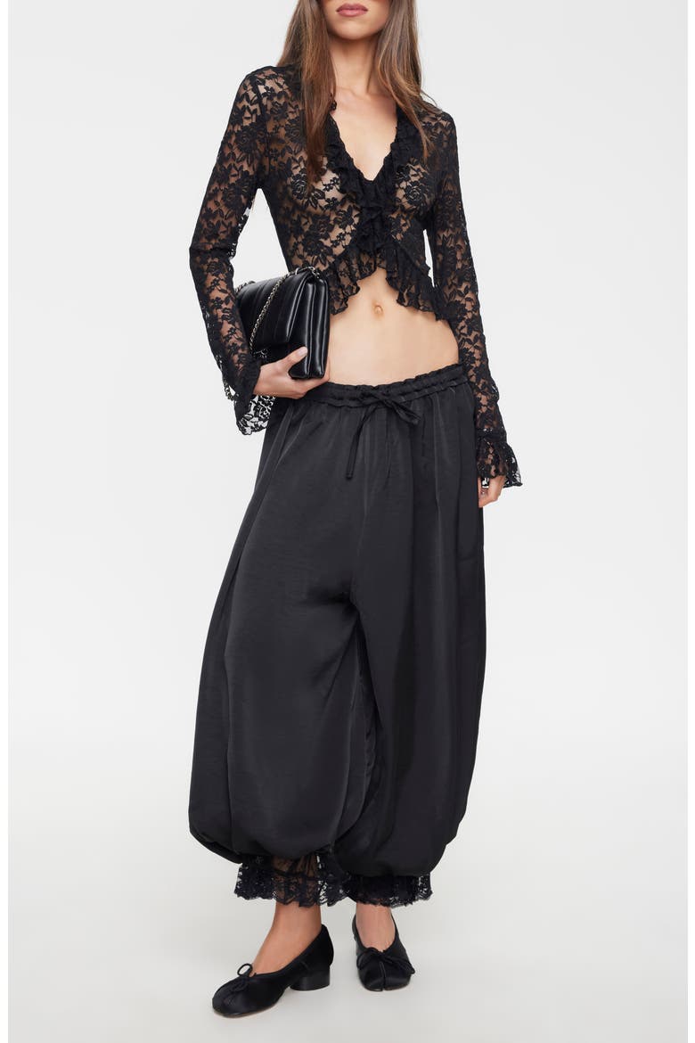 Kiss & Tell Bubble Hem Pants, Alternate, color, NOIR