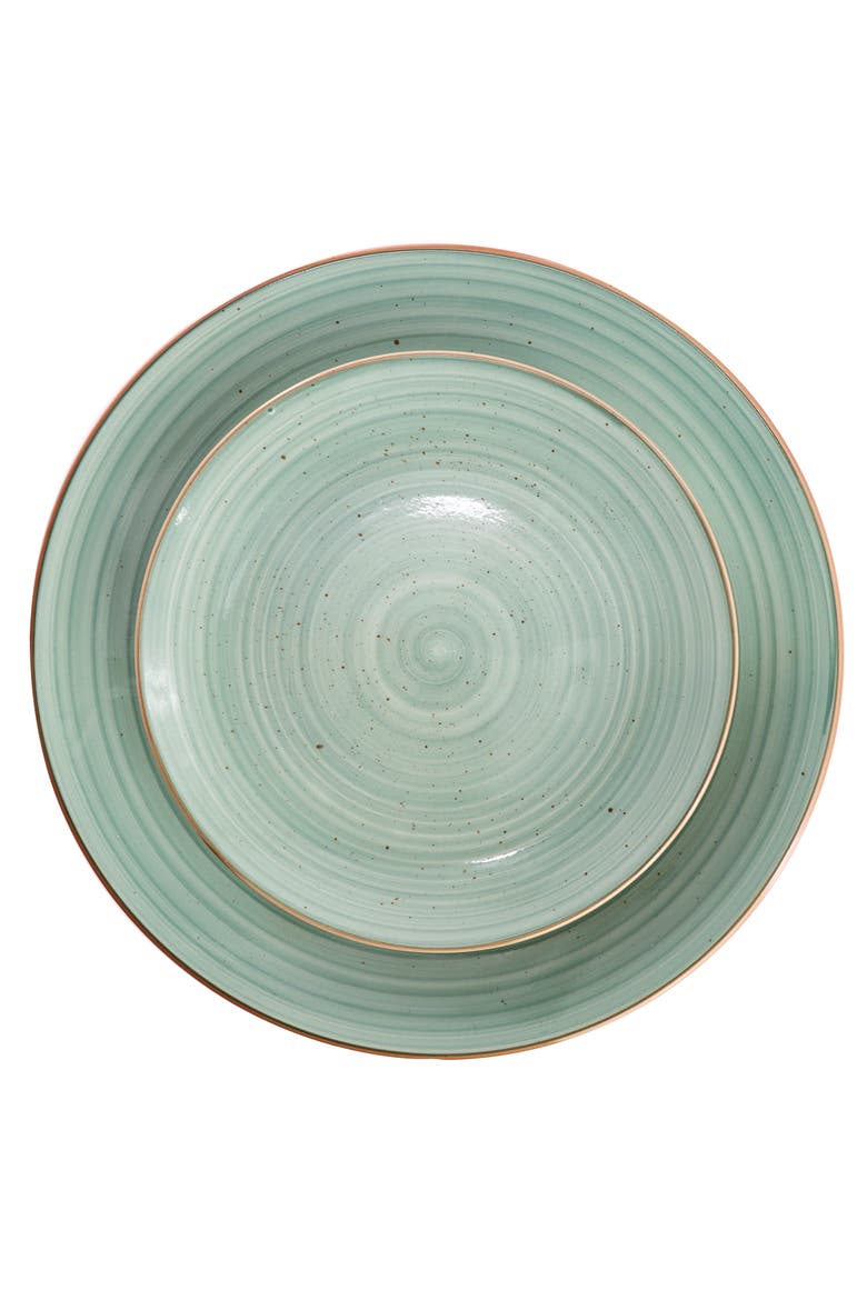 Stonebury 12 Piece Stoneware Dinnerware Set, Alternate, color, Green