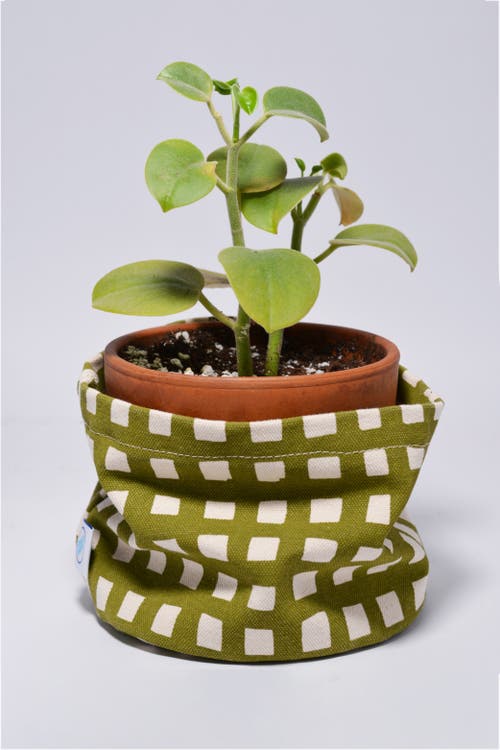 Dance Happy Grid Round Bin/canvas Planter In Army Green
