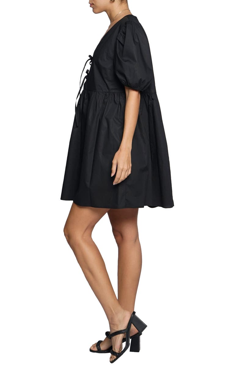 Know One Cares Tie Front Puff Sleeve Poplin Minidress, Alternate, color, 