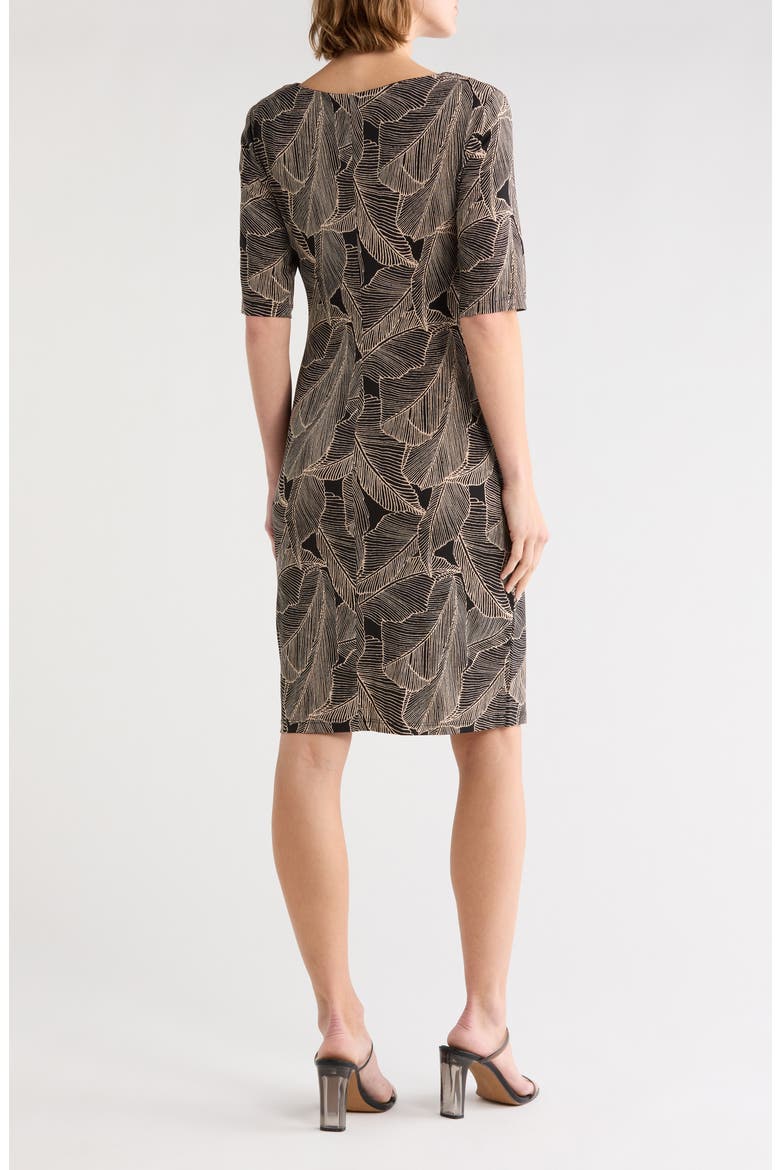 Printed Shirred Midi Dress, Alternate, color, BLACK.CAMEL