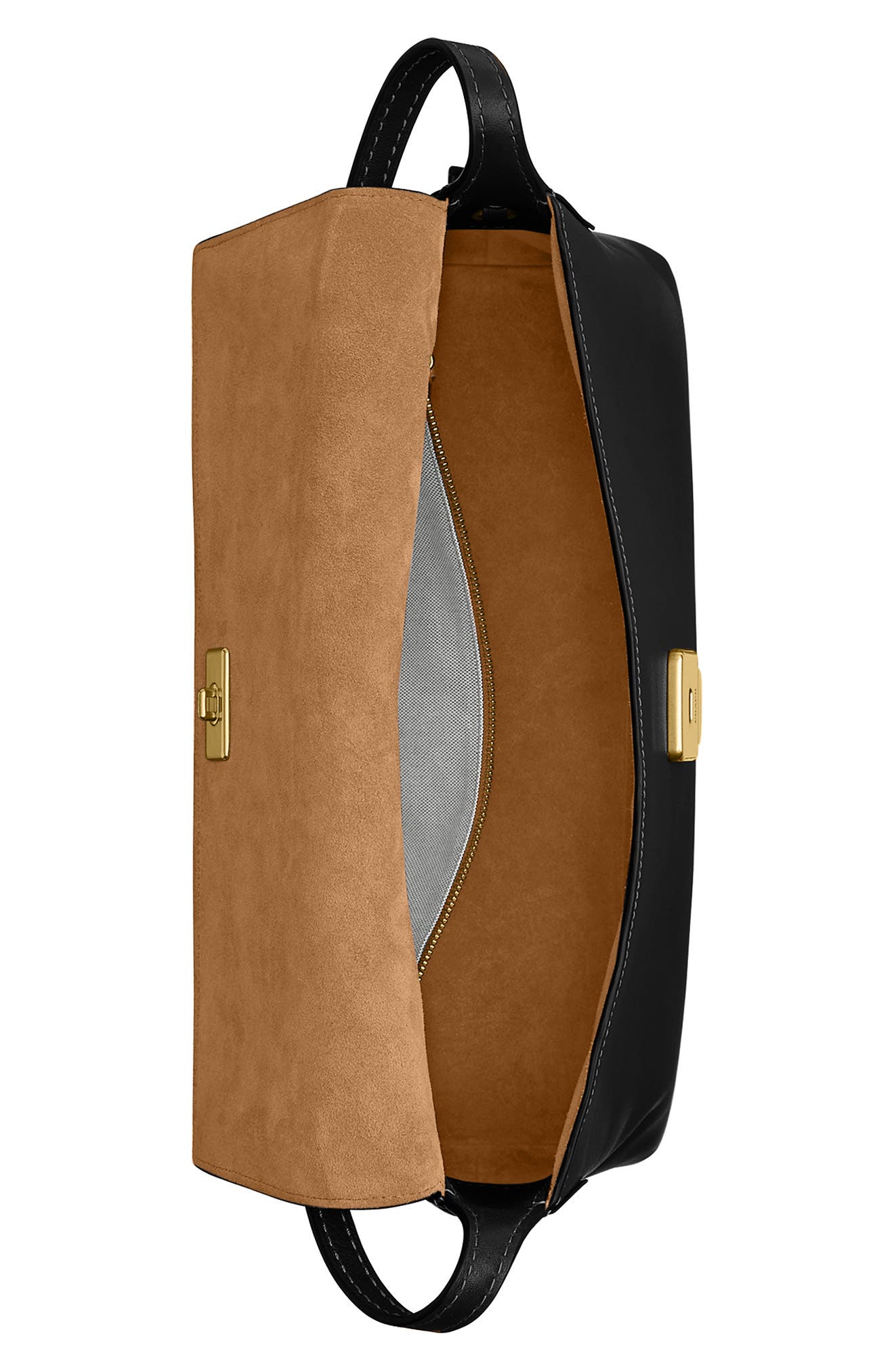 COACH Chelsea 36 Natural Grain Leather Shoulder Bag, Alternate, color, B4/Black