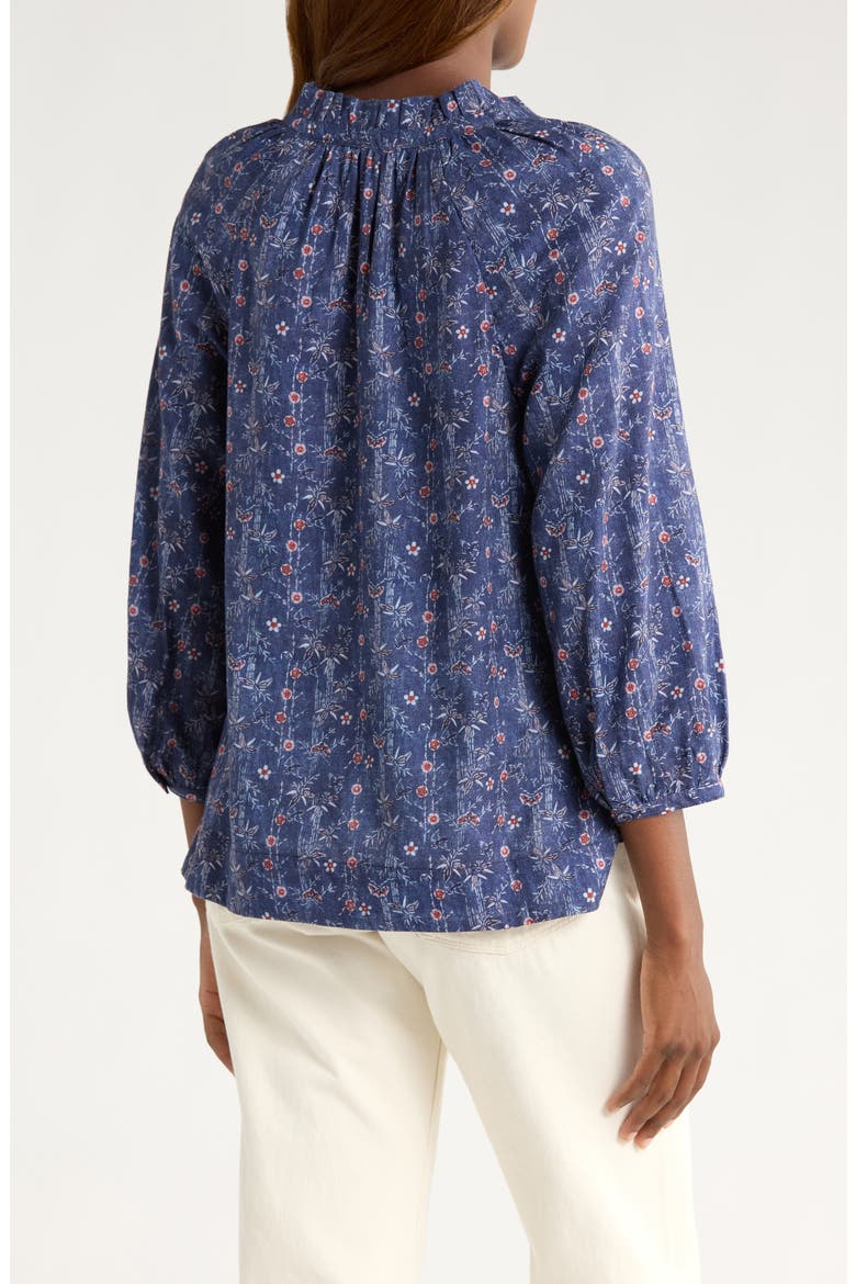 Blue Sea Flora Cotton Top, Alternate, color, COASTLINE