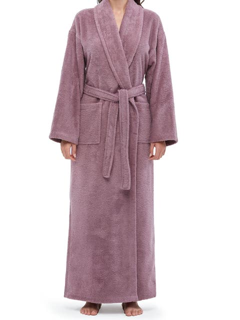Womens Classic Shawl Collar Ankle Length Terry Bathrobe