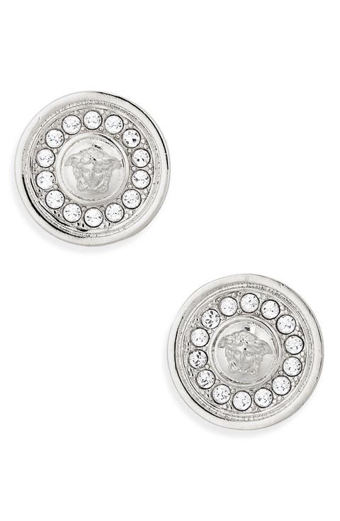Medusa Crystal Disc Stud Earrings