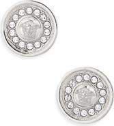 Versace Medusa Crystal Disc Stud Earrings
