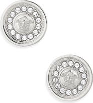 Versace Medusa Crystal Disc Stud Earrings