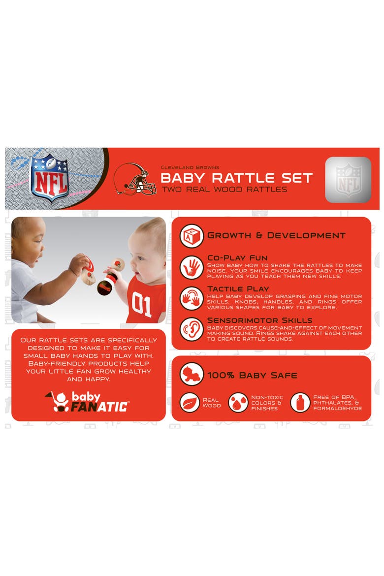 Cleveland Browns Baby Rattles 2-Pack, Alternate, color, Multicolor