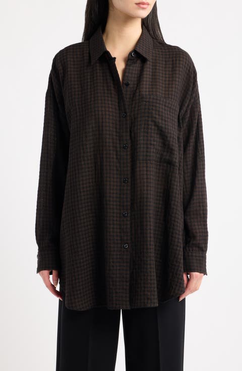 Classic Collar Longline Button-Up Shirt
