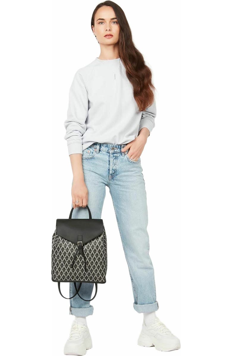 Lancaster Backpack with Flap and Snap Closure Ikon, Alternate, color, Noir