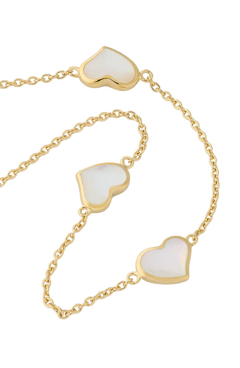 Jan Leslie Triple Station Heart 20" Necklace Set In Sterling Silver With 18K Gold Overlay, Alternate, color, White