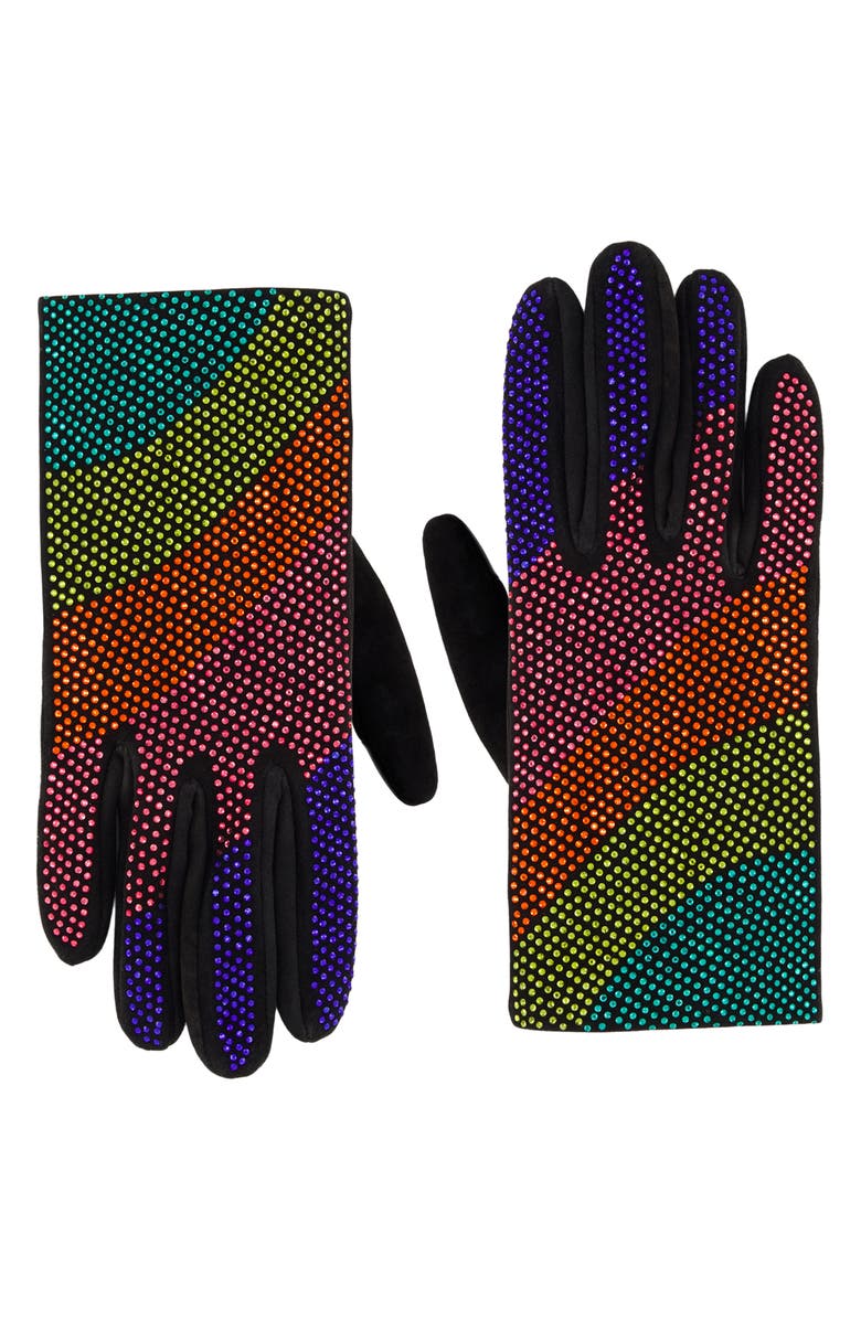 Kurt Geiger London Crystal Wave Gloves, Main, color, Black