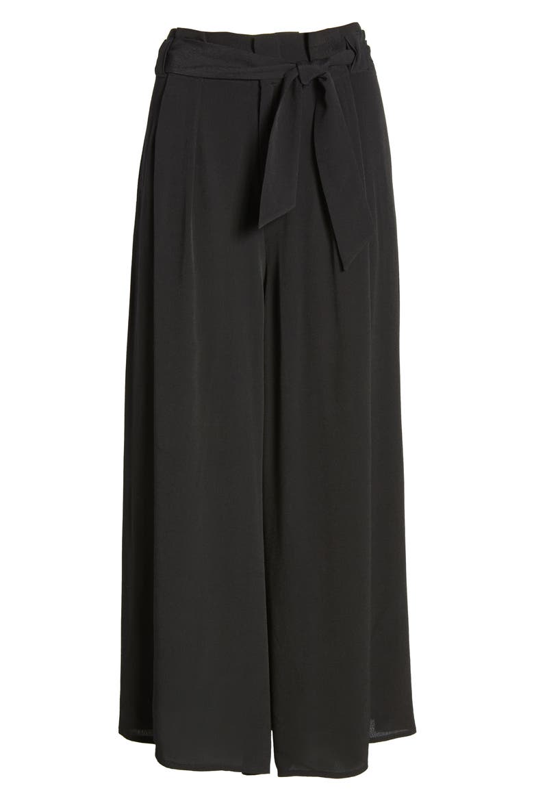 Paperbag Waist Culottes, Alternate, color, BLACK