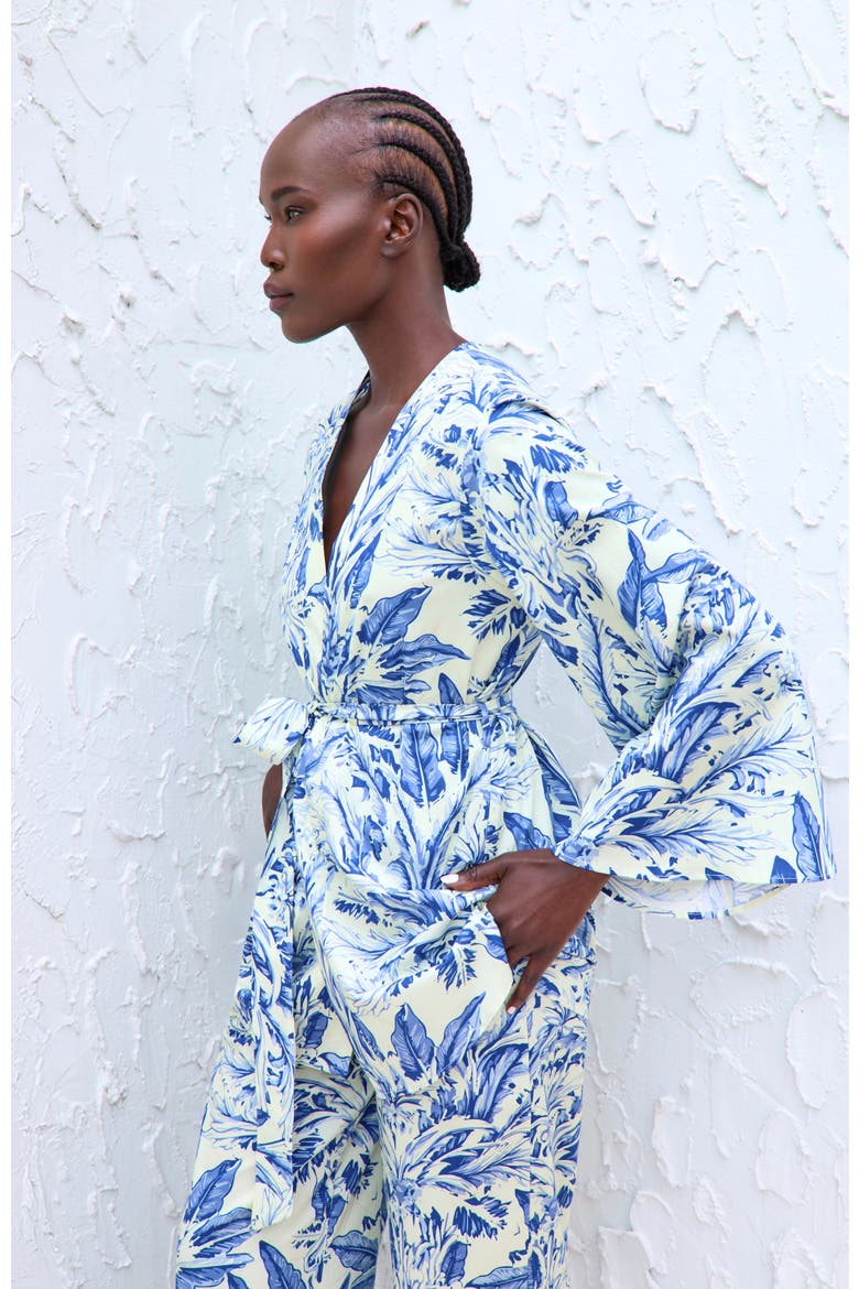 Mini Duster Toile Blu in Cotton Poplin, Alternate, color, Toile Blu