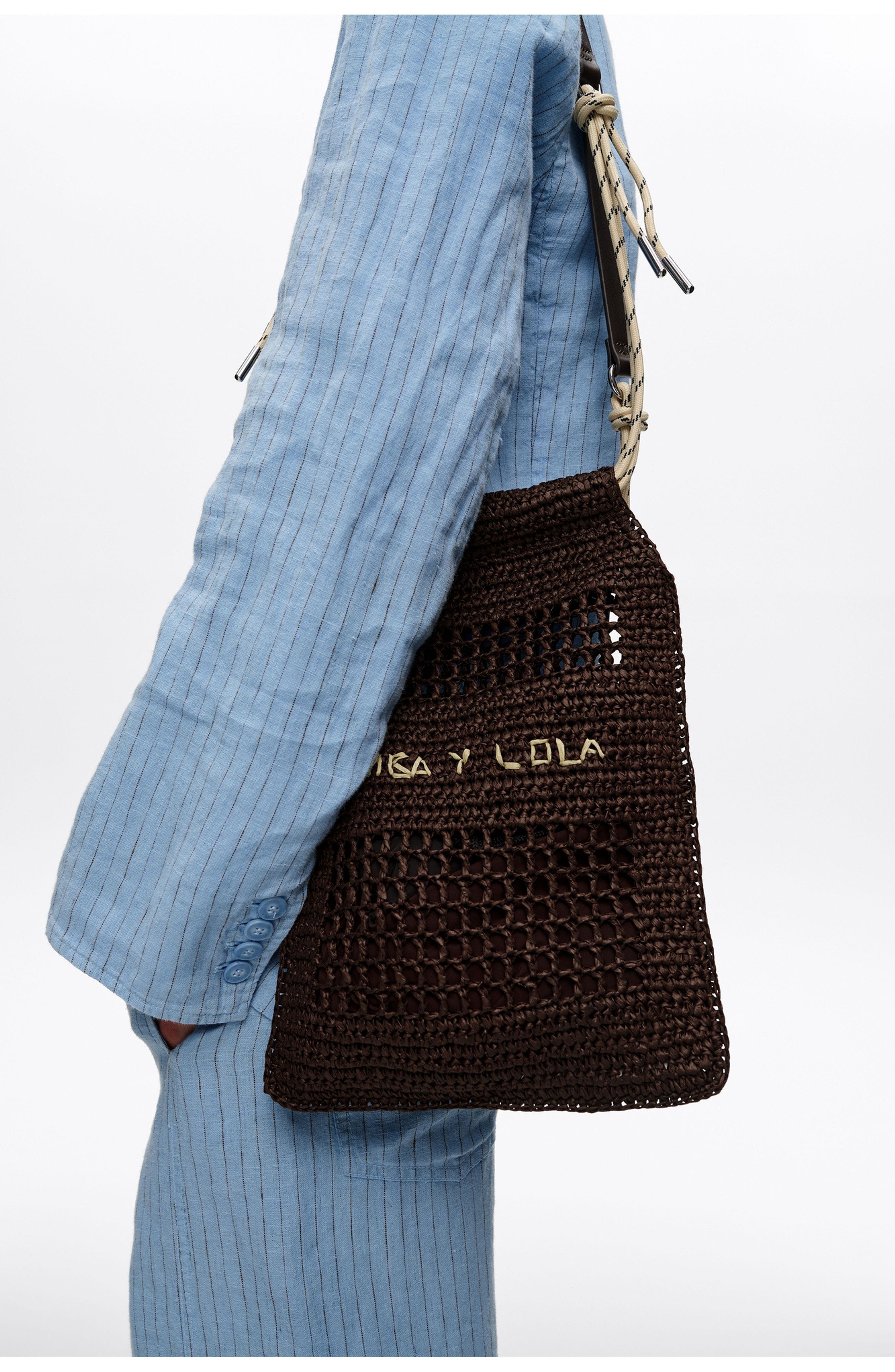 Bimba y Lola Soft Paper Mini Bag, Alternate, color, Chocolate