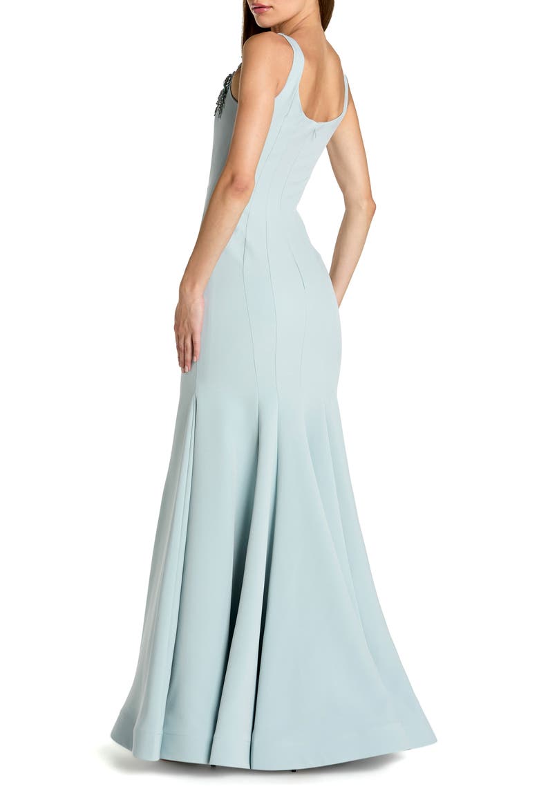 Beaded Crepe Sleeveless Scoop Neck Mermaid Gown, Alternate, color, Powder Blue