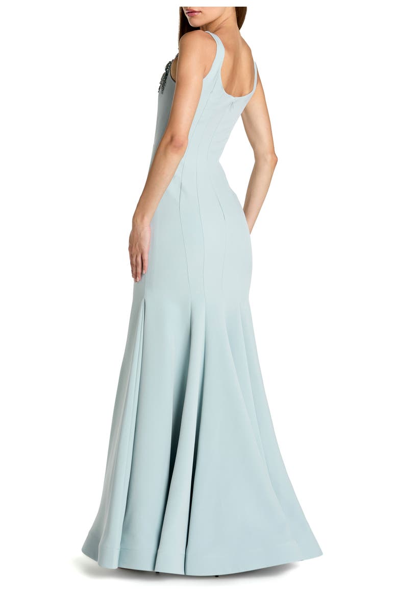Mac Duggal Beaded Crepe Sleeveless Scoop Neck Mermaid Gown, Alternate, color, Powder Blue