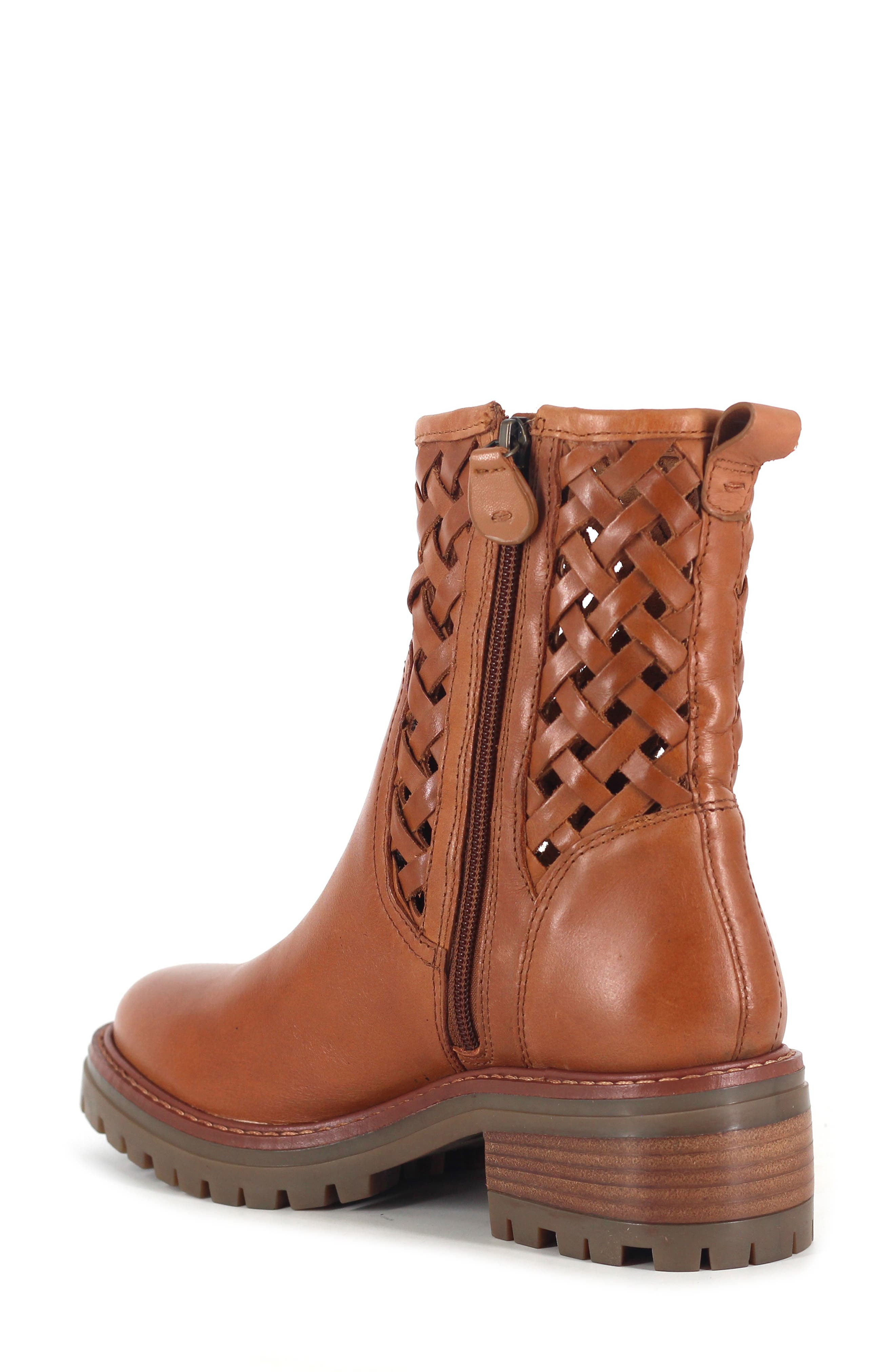 Bailah Woven Leather Bootie, Alternate, color, CARAMEL LEATHER