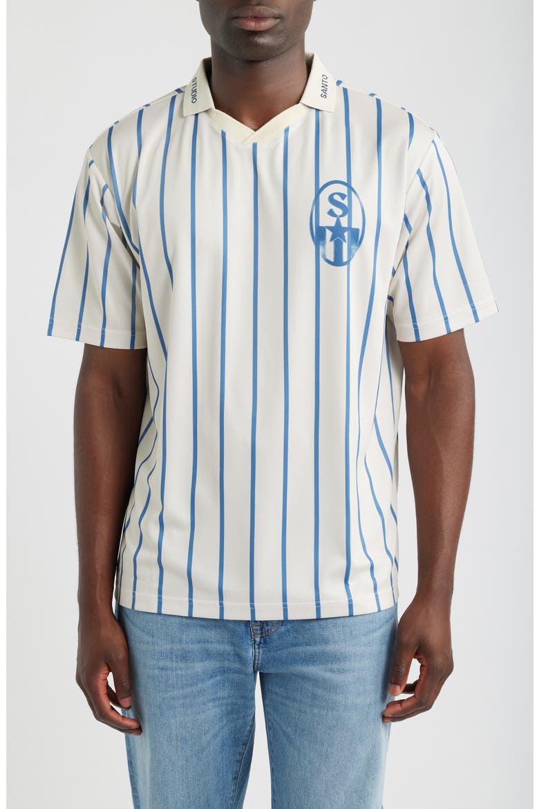 Worldwide Crest Striped Jersey Polo, Main, color, CREAM