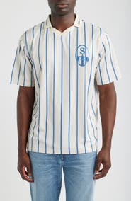 SANTO STUDIO Worldwide Crest Striped Jersey Polo