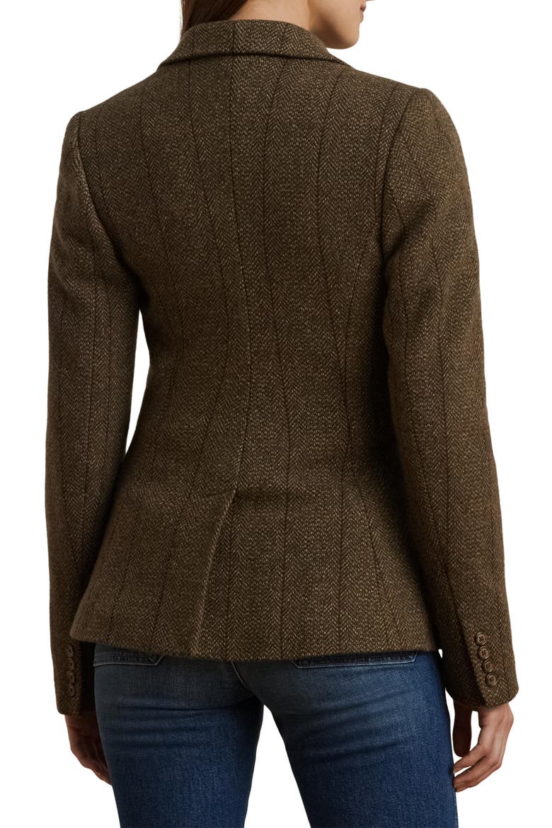 Wool Blend Herringbone Tweed Blazer, Alternate, color, OLIVE MULTI