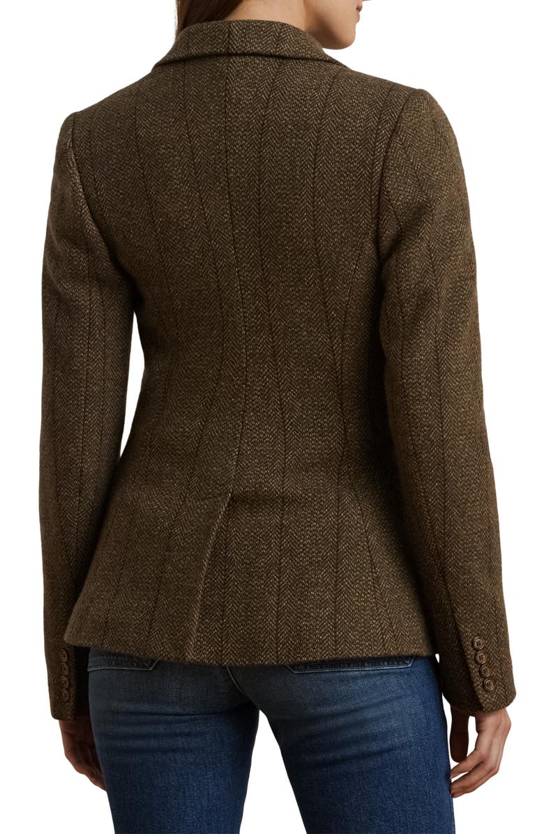 Lauren Ralph Lauren Wool Blend Herringbone Tweed Blazer, Alternate, color, Olive Multi