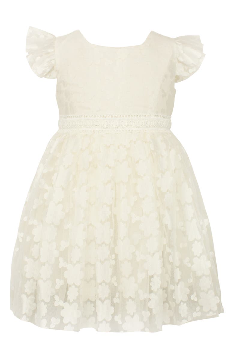 Popatu Kids' Floral Overlay Flutter Sleeve Dress, Main, color, 