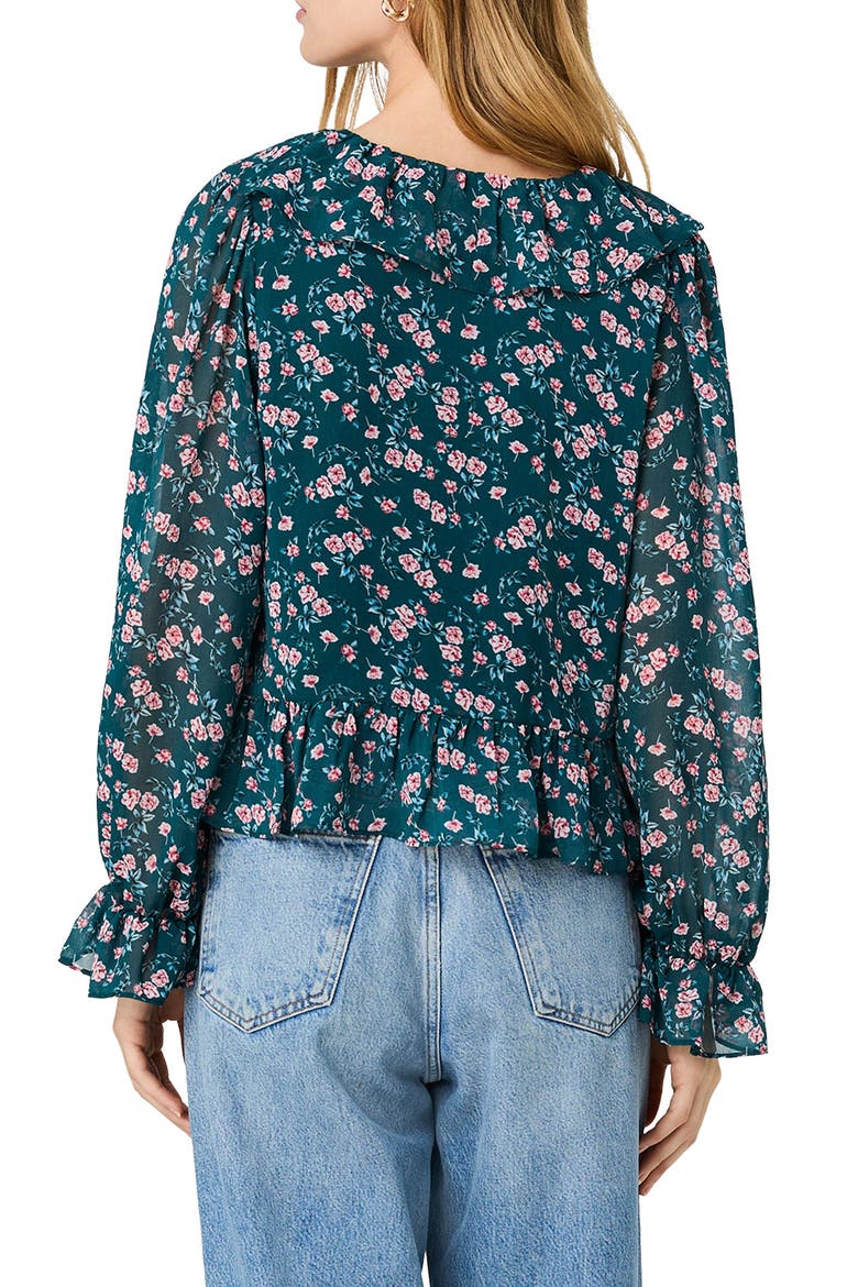 Marina Silky Chiffon Peplum Top, Alternate, color, LUCIA FLEUR