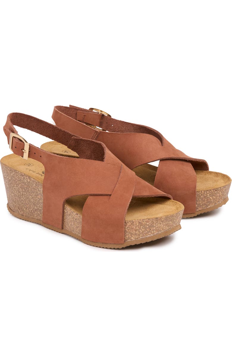 Celtic & Co. Crossover Detail Wedge Sandal, Alternate, color, Tan