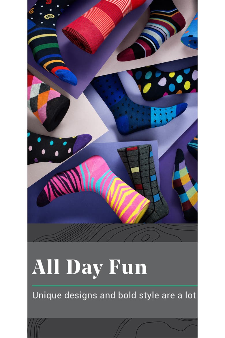 Fashion Patterned Cotton Blend Dress Socks 6-Pack Gift Set, Alternate, color, Prim Collection