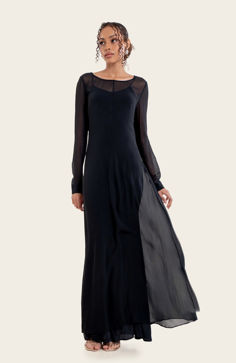 Italic Monroe Silk Maxi Dress Set, Main, color, Black